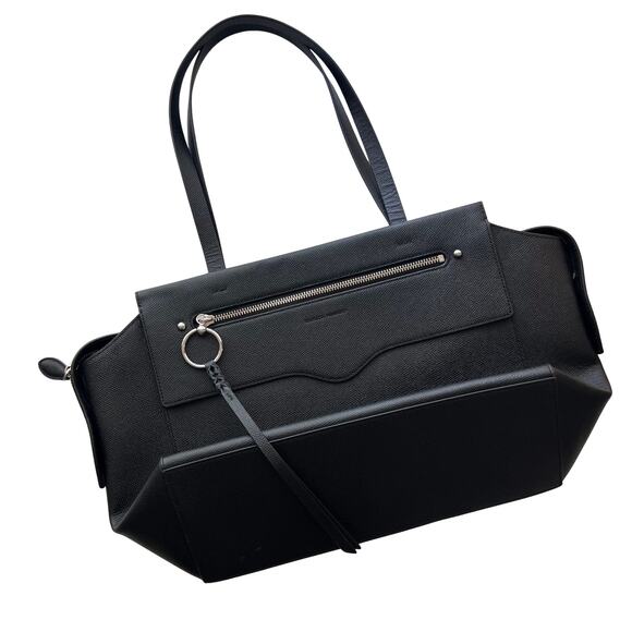 Rebecca Minkoff Large Gabby Tote Black Leather Textured Shoulder Work Bag - Picture 2 of 14